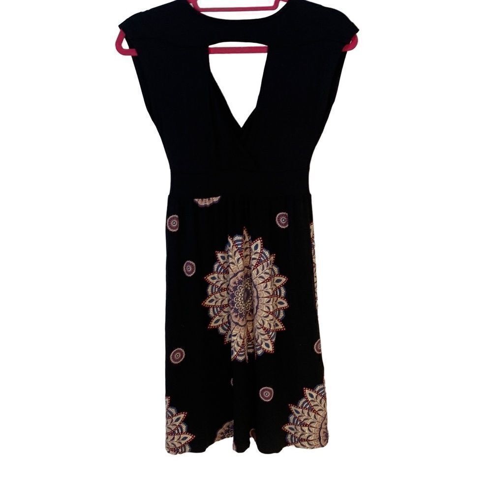 Lascana EUC black tank dress with blue/red designs! Size 2 - Picture 2 of 8